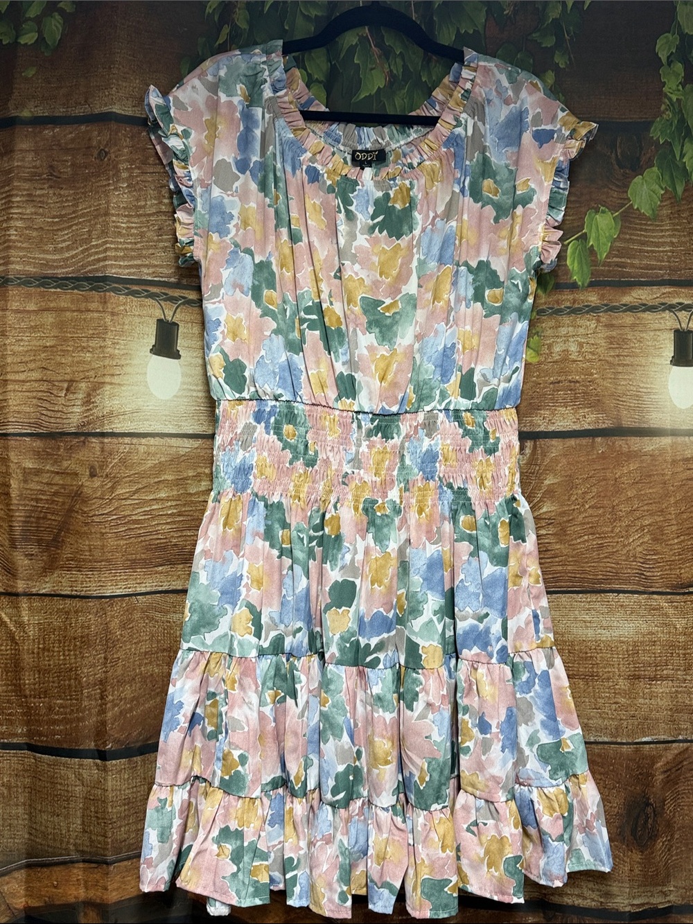 🆕ODDI Floral Midi Dress in Pastel Pink & Green